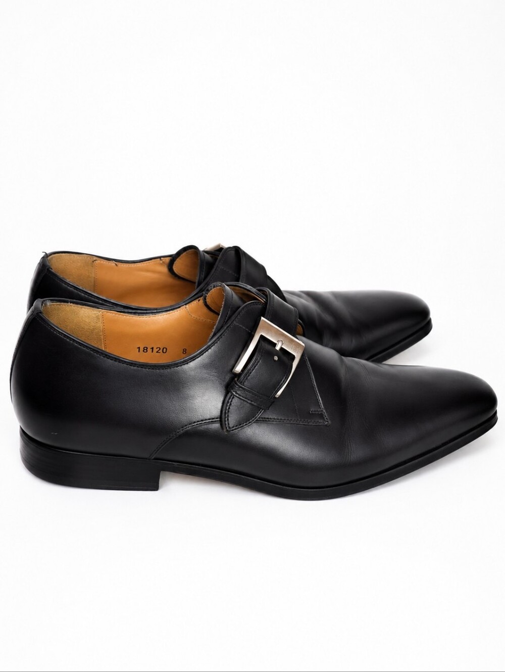 Magnanni Black Leather Single Monk Strap Dress Shoes Men’s 8 Spain